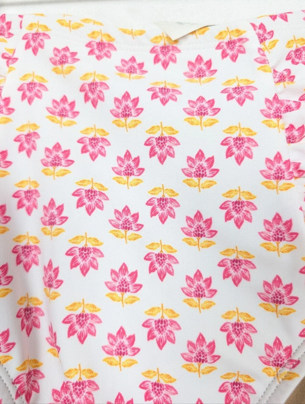 Old Navy High Waisted Swim Bottom M White Pink Flower Bikini NWT